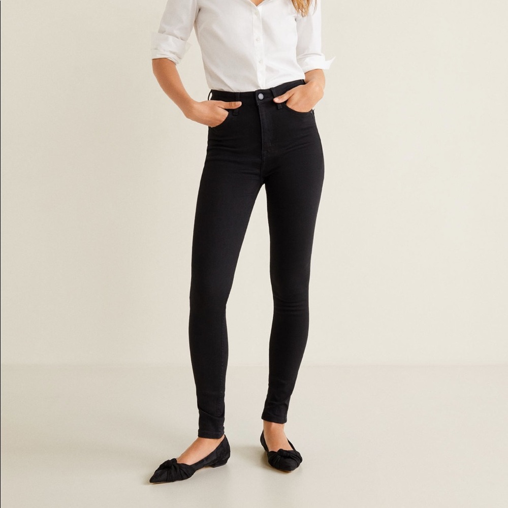 Mango Black High Rise Skinny Jeans